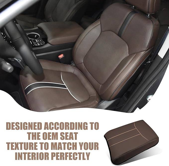 Muslogy Center Console Cover Compatible with Honda Pilot 2023 2024 2025, 2024-2026 Ridgeline/Passport Accessories Armrest Cover Pad Lid Cushion Middle Console Protector Leather Extra Soft(Dark Brown)