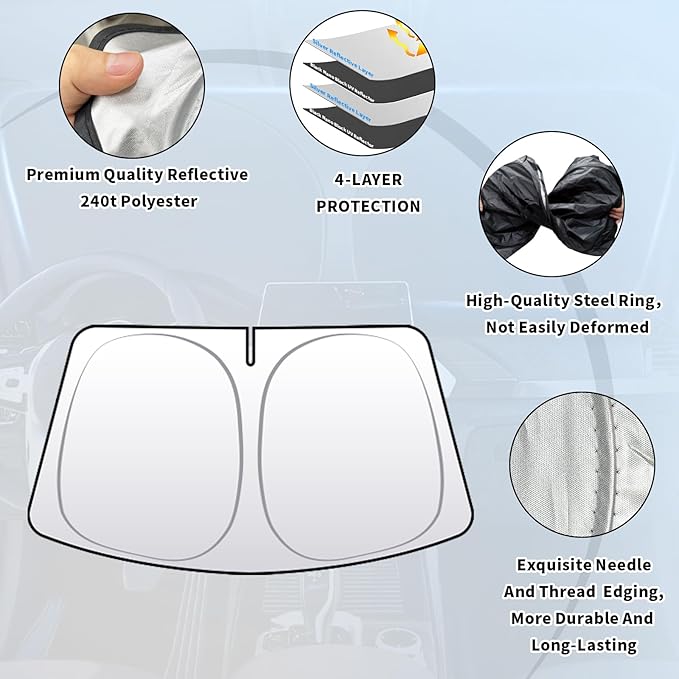 Thickened 2-Layer Front Windshield Sun Shade Compatible for Toyota RAV4 XA50 2019-2025, Foldable Custom Fit Sunshade Blocks 99% Heat, Keeps Car Interior Cool (for RAV4 XA50 2019-2025)