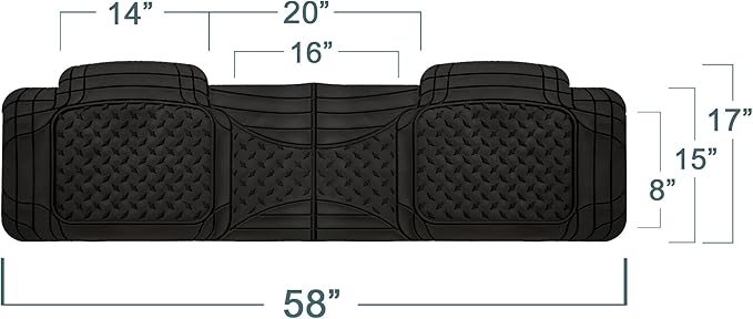 FH Group Climaproof Trimmable Non-Slip Vinyl Car Floor Mats - Heavy-Duty Rubber, Universal Fit, Rear Set, Gray