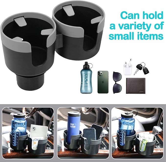 Water Cups Holder Expanders 2 in 1 Cup Holders Drinks Storage Expander Case for Cars Trucks Autos Universal Car Cup Holder for,Insert with Expandable Base, Fits Yeti, Hydroflask, Large Water Bottles