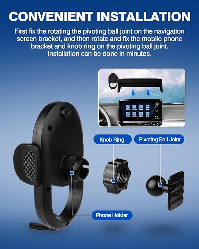 Autorder Car Phone Holder for 2020-2024 Volkswagen ID.4 VW ID4 Accessories Phone Mount with Dash Organizer 12-Inch Screen Cell Phone Stand Hands-Free 360 Degree Rotation(Not for 12.9-inch Screen)