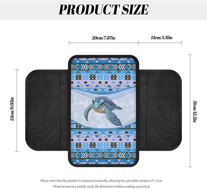 Dreaweet Aztec Car Armrest Cover with Pockets Tribal Turtle Car Accessories Armrest Seat Box Cover Protector Soft Comfortable Car Armrest Box Pad Universal Fit Most Vehicles