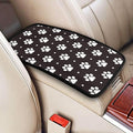 DORKEIXIA Paw Dog Paw Prints Black and White Foot Print Puppy Auto Center Console Armrest Pad Universal Car Center Console Cover Seat Box Cover for Sedan, Van, SUV, Truck Car Accessorie