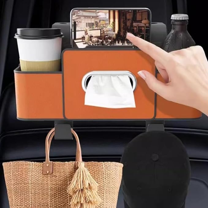 Car Organizers And Storage Box Behind Seat, Multifunctional Car Seat Back Storage Box, Large Capacity Backseat Hanging Organizer With Cup Holder & Hooks, For Road Trips & Daily Driving (Black*2)