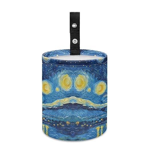 Brosoneto Starry Night Print Portable Car Garbage Bin Collapsible Hanging Portable Dustbin Bin Waste Basket Car Accessories Interior for Car SUV Trucks Universal