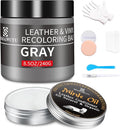 SHADAIWUYU 8.5oz Leather Recoloring Balm with 100ml Mink Oil,Gray Leather Repair kit for Furniture and Car Interior,Leather Couch Scratch Repair,Leather Dye Paint,Mink Oil for Leather