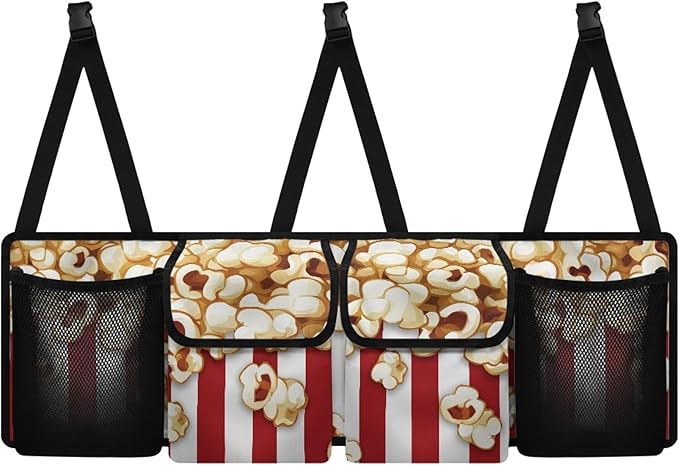 CLOHOMIN Popcorn Car Trunk Organizer for SUV Truck Van Fashion Back Seat Storage Bag Car Storage Accessories with 4 Pockets Large Capacity Back Seat Organizer