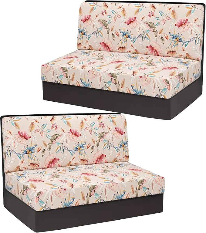 Stretch Rv Dinette Cushion Covers,2 Seat Rv Seat Covers with 1 Backrest & 1 Bench Covers,RV Cushion Couch Covers Dinette Both Seats for RV Camper (Beige, 2 Backrest & 2 Bench Covers)