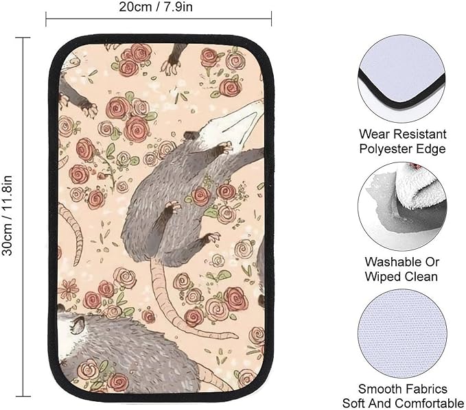 Befuddled Possums Flowers Car Center Console Cushion Pad,Waterproof Armrest Seat Box Cover Protector,Comfortable Car Decor Accessories Fit for Most Cars, Vehicles, SUVs