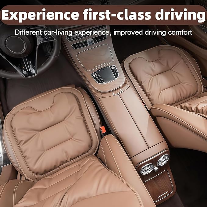 Car Seat Cushion, 2025 New Skin-Friendly Leather Seat Cushions, Breathable Dirt-Repellent Memory Foam Pad for Most Auto & Office Chairs (White)