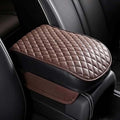 Center Console Armrest Cover Pad for Dodge Ram 1500 2500 3500 W Bucket 2009-2018, Universal PU Leather Cushion Anti-Slip Waterproof Interior Accessories Comfort Protection,A/Brown