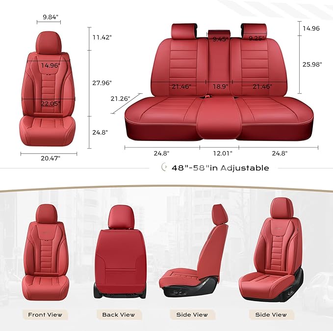 Coverado Car Seat Covers Full Set, Seat Covers for Cars, Front Seat Covers and Back Seat Cover Waterproof Leather Automotive Seat Cover, Universal Car Interior Protectors Cushion for Most Cars