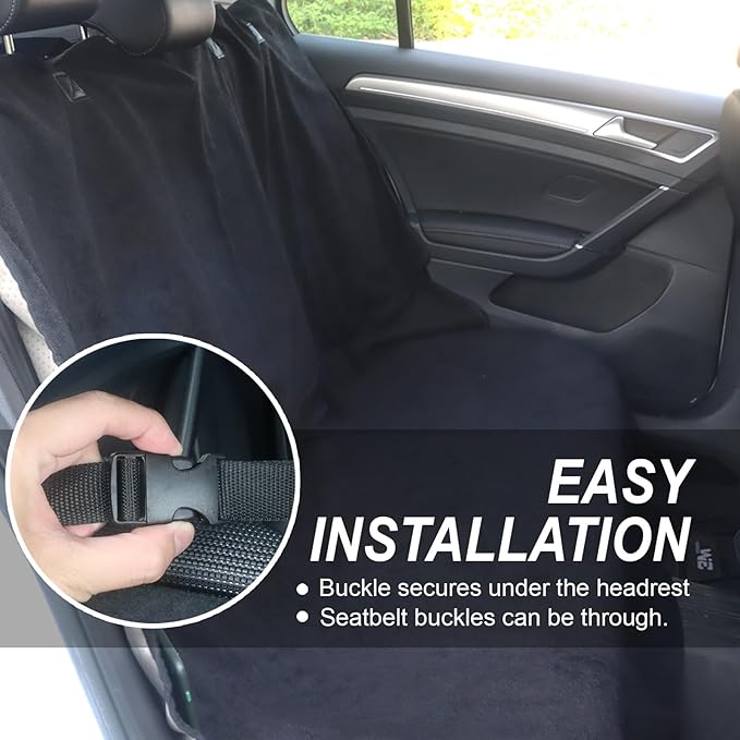 nbnhxnff Sweat Towel Car Seat Cover Protector Rear Seats for Gym Workout, Running, Swimming, Beach and Hiking, Waterproof Universal Seat Cover for Car, Trucks, Van & SUV (Black, 1pcs Rear Seat)