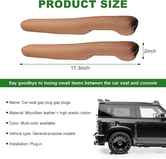 2 PCS Leather Car Seat Gap Filler, Auto Seat Blocker Organizer Fill The Gap Between Seat and Console, Universal Gap Filler Plug Stop Things from Dropping for Car SUV Truck (Brown)
