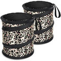 Kincown Car Trash Can, 2 Packs Mini Collapsible Car Trash Bin for Front Back Seat, Pop up Car Garbage Can, Portable Car Trash Bag Hanging for Vehicle SUV Rv Truck Accessories Interior, Leopard Print