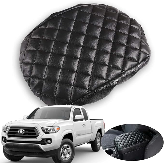 CHEAYAR Leather Car Auto Center Console Armrest Cushion for Toyota Tacoma Accessories 2016-2018 2019 2020 American Flag (Plaid-Leather)