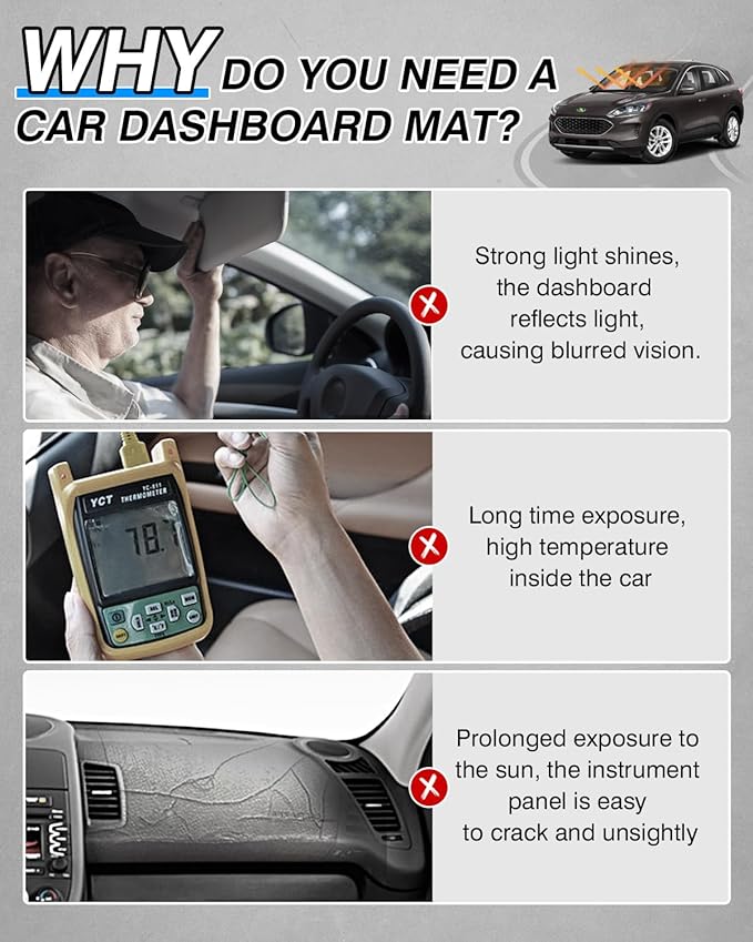 CARTIST Dash Cover Vehicle Specific Fits for Ford Escape 2020-2025 2026 (Without HUD), Dashbpard Cover for Escape Accessories Non-Slip Anti-Glare (Gift)