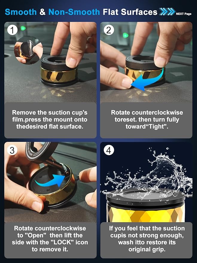 Vacumm Magnetic Phone Holder | Car Phone Holder for iPhone with Magsafe【Nano Glue& Suction Cup & Strong Magnet & 360°Adjustment】 Apple Phone Mounts of Car Accessories(Golden)