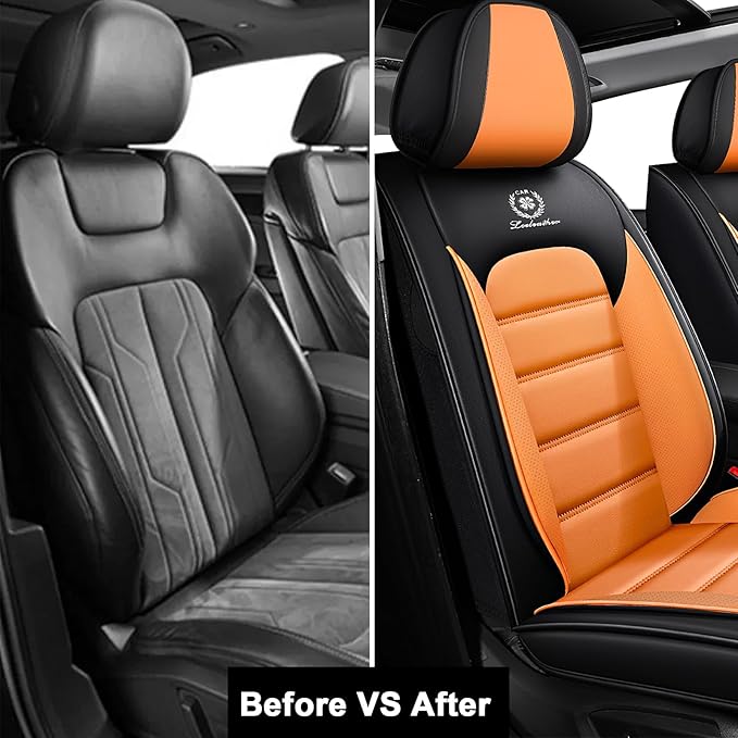 AREKA 2 Seat Covers for Subaru Crosstrek 2016-2026 Breathable Cars Seat Covers,Anti-Slip Waterproof Car Seat Protectors with Airbag,Automotive Vehicle Cushion with Storage Pockets (Standard,Orange)