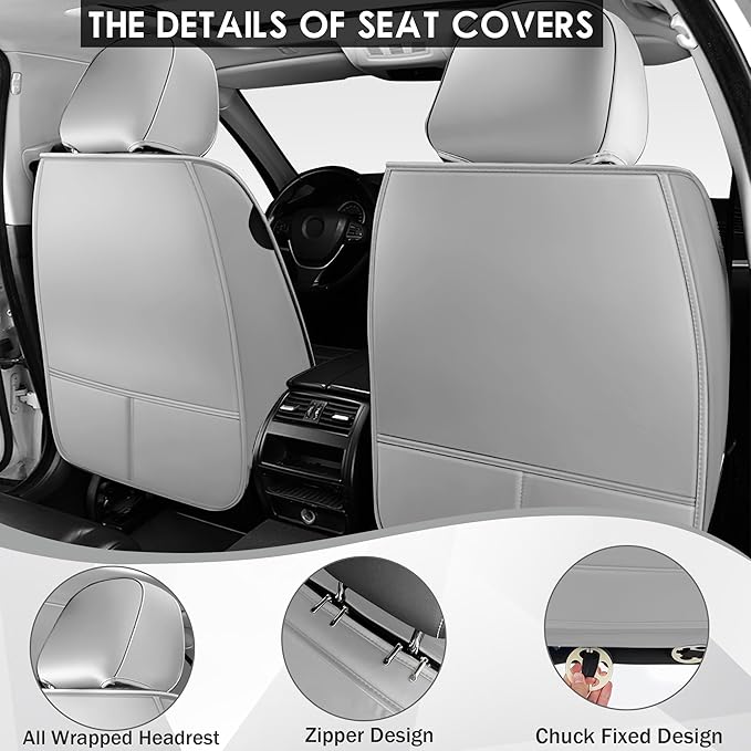JGDL Car Seat Covers for Subaru Crosstrek 2016-2026, 5 Piece Set Nappa Leather Non-Slip Seat Protectors, Breathable Seat Cover Set. (Standard 5 Seats, Black Grey)