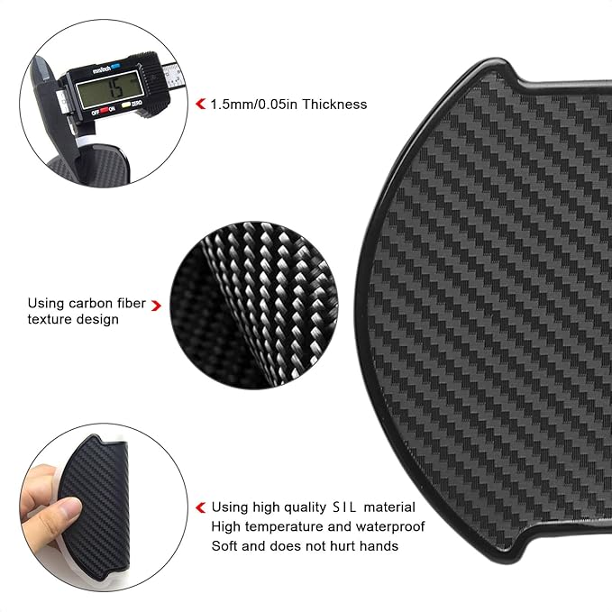 WORCAS 4 Pcs Carbon Fiber 3D Texture Car Door Handle Protector Pad Scratch Resistant Durable Premium Protection for Car Door Handles Prevents Scratches and Wear L Size