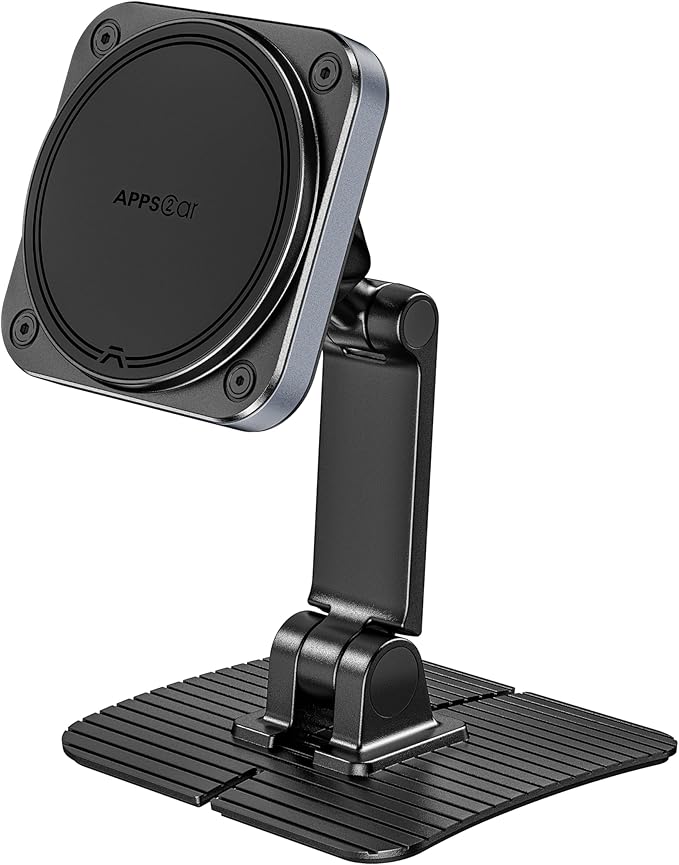 APPS2Car Magnetic Phone Holder for Car, 360° Adjustable Car Cell Phone Holder Mount with Large Adhesive Base, Fits Flat & Curved Dashboards, Compatible with Magsafe iPhone, Samsung, Smartphones