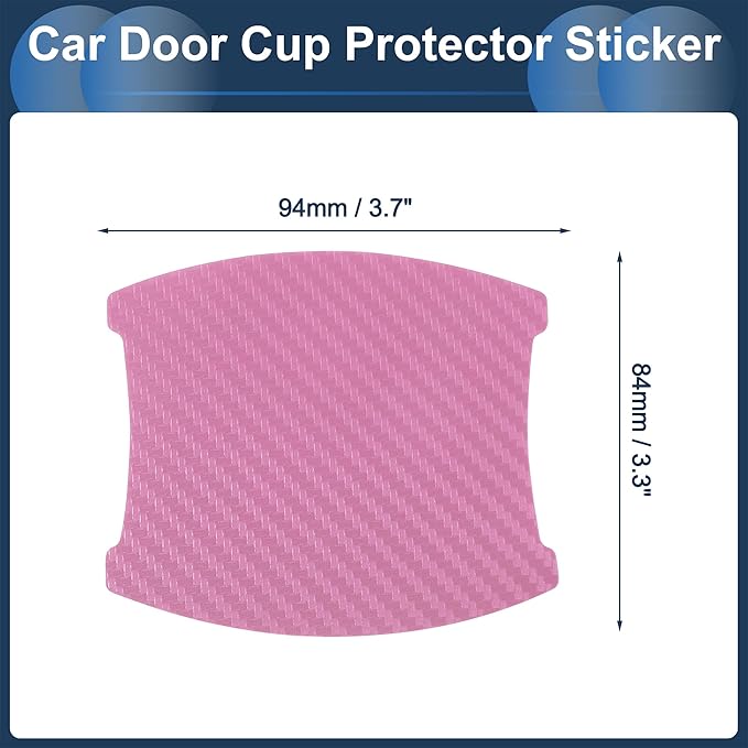 3D Car Door Handle Scratch Protector, 84x94mm Removable Magnetic Car Door Handle Protective Film Pink, 4 Pcs