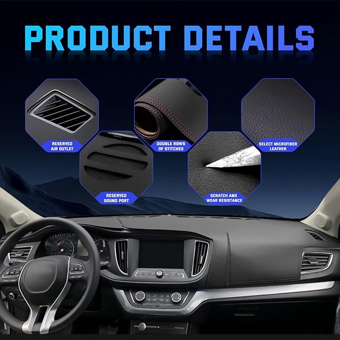 Custom Leather Dash Cover for Your Car Model,Personalised Logo,1:1 Custom Dashboard Cover,Sunproof Dash Mat with Non-Slip Bottom,Interior Dash Covers for 99% of Car SUV,Dash Decorative Cover