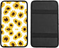 Car Armrest Cover Auto Center Console Pad Arm Rest Cushion Soft Car Accessories Universal for Most Vehicle (Floral Sunflower Pattern Design)