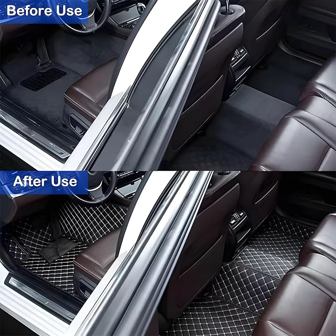 Custom Leather Car Mats, Vehicle-Specific Fit All-Weather Floor Mats, 100% Waterproof Anti-Slip Durable Protection for SUV Truck Sedan, Precision Tailored Protection (Brown Black Stripes)
