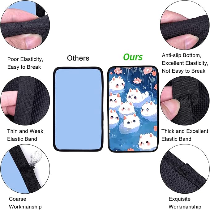 JANENFNA Car Armrest Cover Pads Universal Fashion Cute Auto Center Console Armrest Cover Pad with 2PCS Car Coasters Soft Waterproof Car Armrest Seat Protector for Women,Cute White Cat in Water