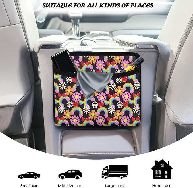 Cute Daisy Car Side Pocket Organizer Universal Car Seat Side Pocket Pouch Auto Console Door Organizer Bag Holder for Phone Sunglasses Keys Multifunction for Most Cars SUV