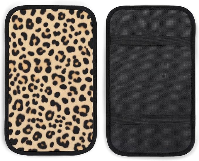 Car Center Console Cover Pad, Wild Animal Leopard Print Auto Armrest Pad Seat Box Cushion Car Interior Accessories Universal Fit for Most Vehicle Truck
