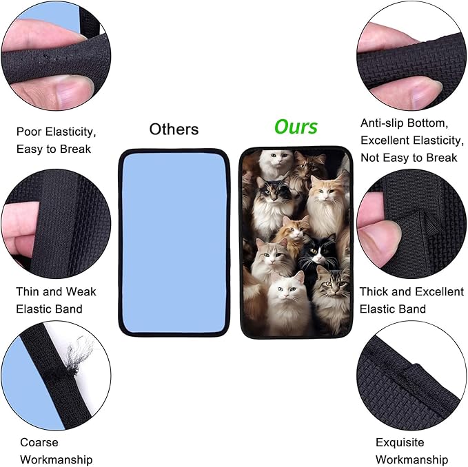 JANENFNA Car Armrest Cover Pads Universal Fashion Cute Auto Center Console Armrest Cover Pad with 2PCS Car Coasters Soft Waterproof Car Armrest Seat Protector for Women,Bunch of Cats