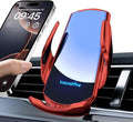 Wireless Car Charger, MAX 15W Fast Charging Auto Clamping, Sensing Phone Holder Mount, fit for iPhone 16 15 14 13 12 Pro Max Xs X, Samsung Galaxy S24 Ultra S23 S22 S21 S20 Note20 (4-Red)