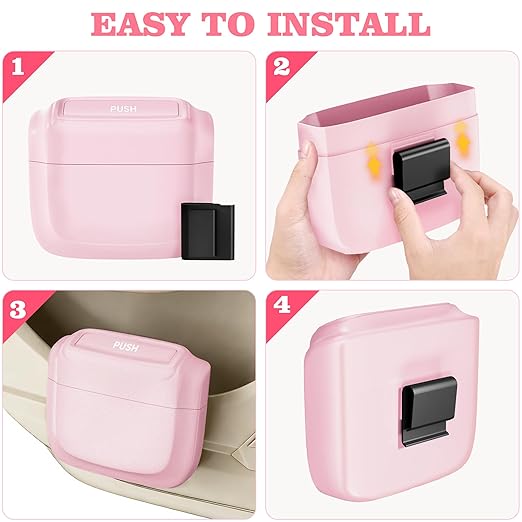 Car Trash Can with Lid, Built-in Storage Garbage Bag, Leakproof Vehicle Trash, Car Accessories for Interior, Mini Garbage Bin for Automotive, Office, Kitchen, Bedroom, with 60pcs Trash Bags,2Pcs