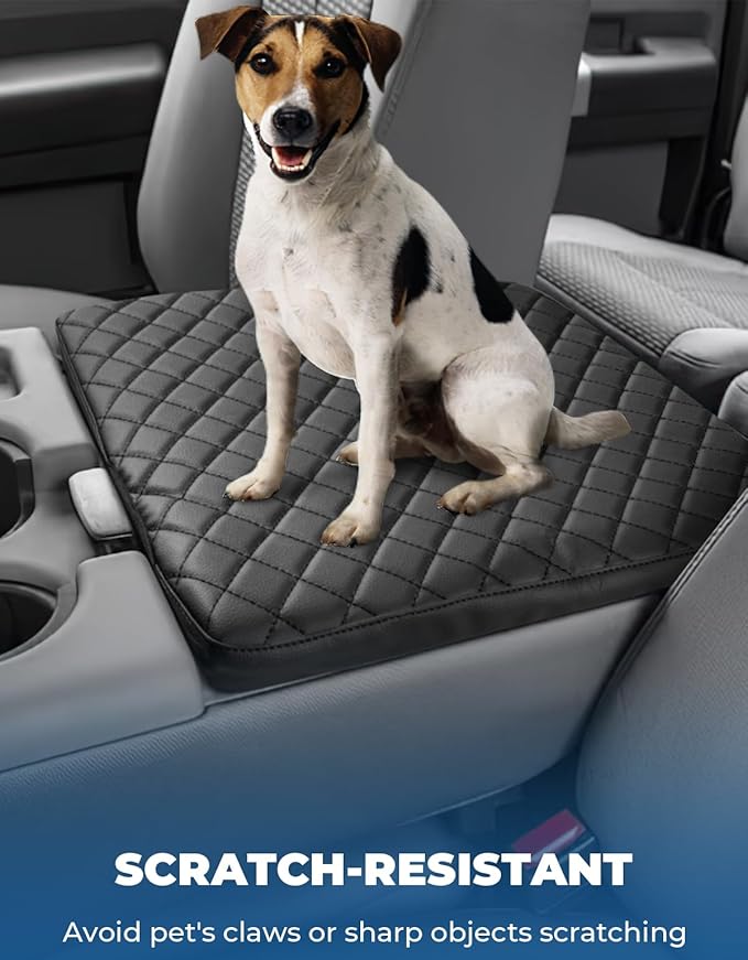 ISSYAUTO Center Console Cover Compatible with 2011-2016 Ford F250 F350 F450, 2011-2014 F150 with Jump Seat Console Leather Armrest Cover Center Console Cushion, Black (Jump Seat Only)