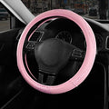 Road Comforts Steering Wheel Cover - Made with PVC Leather and Leopard Fabric - Universal 14 1/2 inches to 15 inches for Most Automotive Steering Wheel - Cheetah Print - All Pink