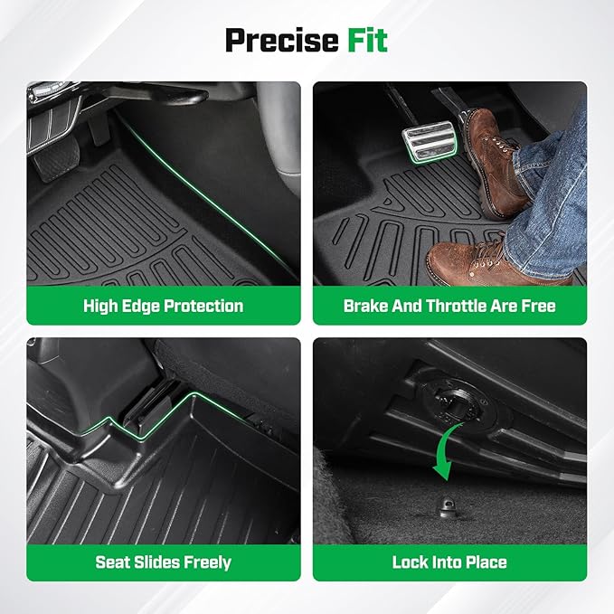 Cartist Floor Mats Fit for 2013-2018 Dodge Ram 1500/2500/3500 Crew Cab,2019-2024 for Dodge Ram 1500 Classic Crew Cab 4 Full Size Doors All Weather TPE Floor Liners for Ram Accessories 1st & 2nd Row