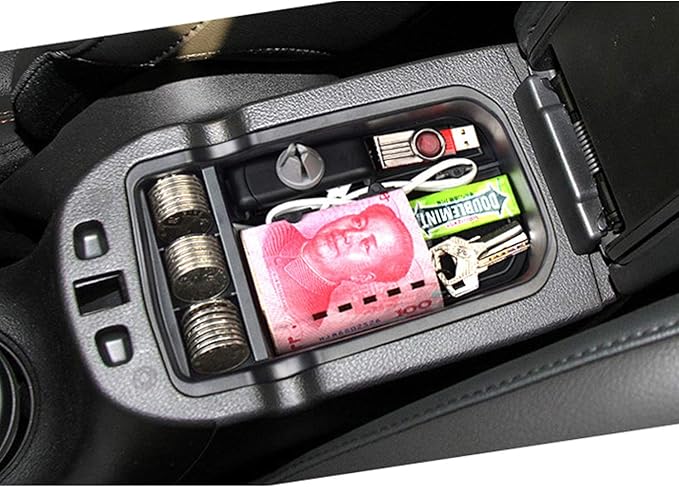 SKTU Compatible with 2017-2020 Jeep Compass Center Console Storage Box Organizer Container Armrest Insert Organizer ABS Tray Pallet with USB Hole and Coin Holder (Black)