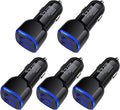 USB Car Charger,5Pack 2.4A Dual Port USB Cigarette Lighter Car Phone Charger Plug Car Adapter for iPhone 17Pro Max Air 16 15 14 13 12 SE 11 Pro Max,Samsung Galaxy S25 A17 A16 A15 A14 S24 S23 S22 Ultra