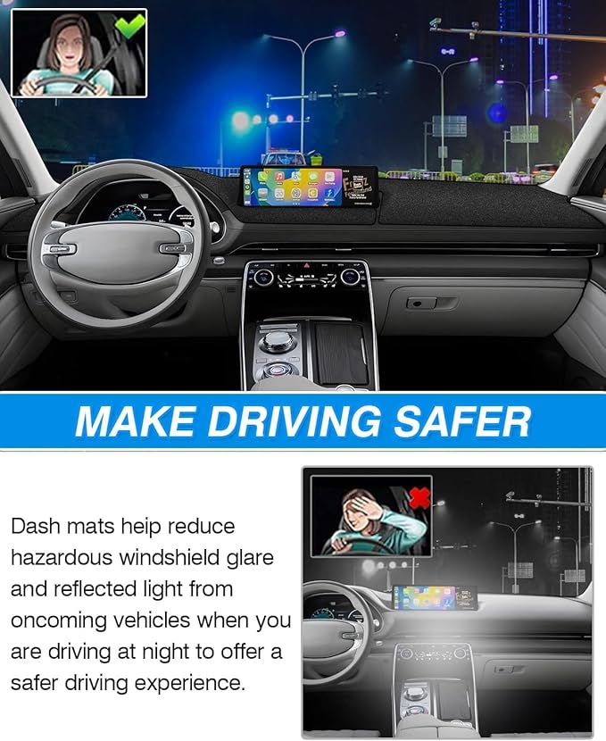 CARTIST Dash Cover Fit for Genesis GV80 2021 2022 2023 2024 2025 Dashboard Cover Mat for GV80 Accessories Non-Slip Carpet Sunshield Glare UV Rays Protector