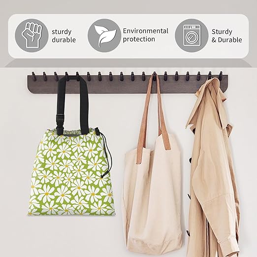 AFYEWKC Car Trash Bag Large Hanging Can for Back of Seat, Cute Waterproof Car Garbage Bag for Vehicle, Travelling, Outdoor Cute Green White Flower