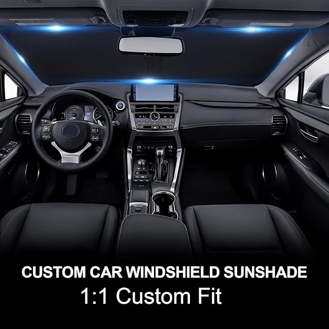 KMF Windshield Sun Shade for Ford F250 F350 F450 F550 2Door 4Door 2017-2022 with 310T Foldable Car Sun Shade,Custom Fit Sunshade for Front Window Sun Visor Protector Block UV Rays Accessories