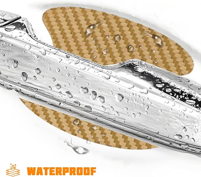 Car Door Handle Cup Protector, 4PCS Carbon Fiber Anti-Scratch Vehicle Door Handle Bowl Sticker, Self-Adhesive Automotive Paint Protective Film, Universal for SUV RV Truck (Golden)