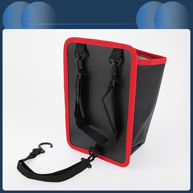 Car Trash Can Front Seats 6.7" Length 4.7" Width 9.8" Height Auto Trash Bin Faux Leather Black Red Hanging