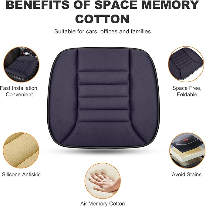 1 Pack Car Seat Cushion with Thin Comfort Memory Foam, Seat Cushion for Car and Office Chair