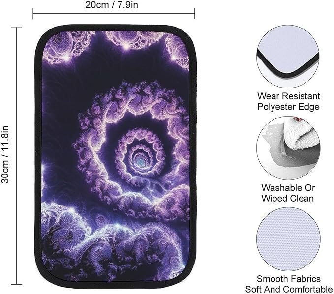 Car Center Console Protector Pad Trippy Abstract Purple Tie Dye Armrest Seat Cover Non-Slip Universal Car Interior Accessories Fit for Most Vehicle
