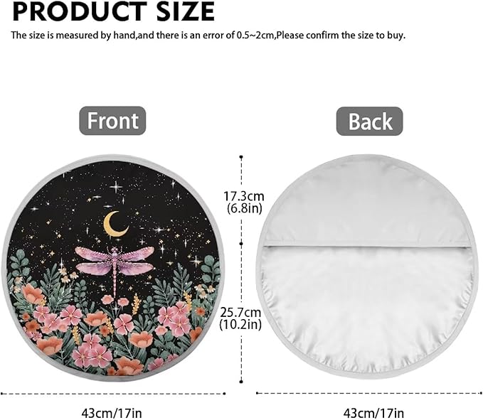 Steering Wheel Sunshade Cover Steering Wheel UV Reflector Shade Cover Car Interior Accessories Sun Protection for Car SUV Truck Van, Vintage Floral Dragonfly Moon Star Pattern