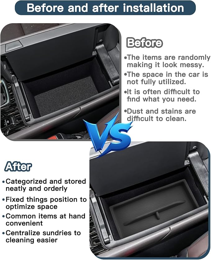 2025 2026 Lexus RX350 Center Console Organizer for Lexus RX350 Accessories Silicone Material Double Layer Armrest Console Glove Tray Compatible with 2023 2024 2025 2026 Lexus RX350/RX350h/RX500h(2PCS)